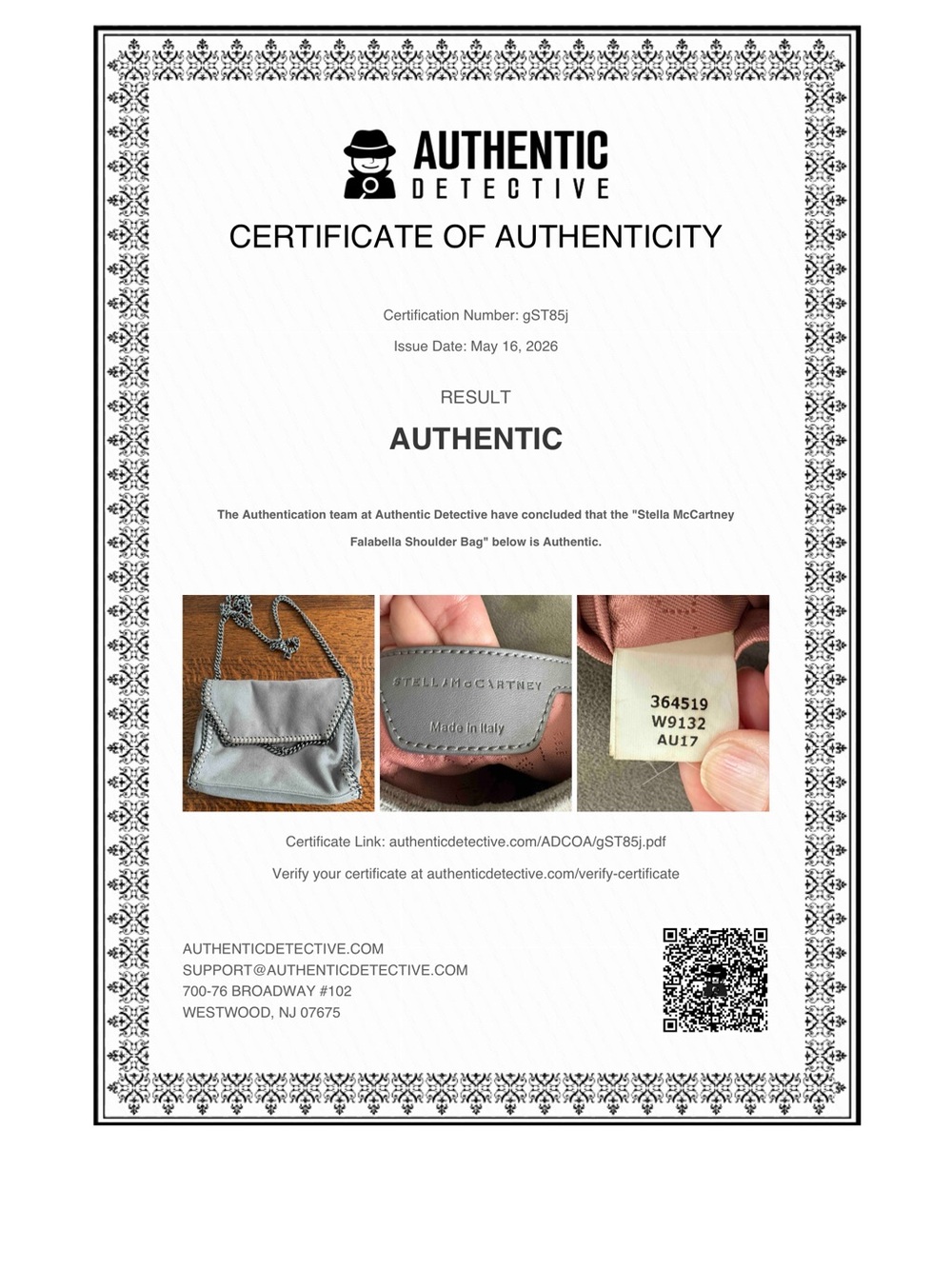 Stella McCartney Gray Chain-Trim Falabella Crossbody Flap Bag w/COA - Picture 13 of 13
